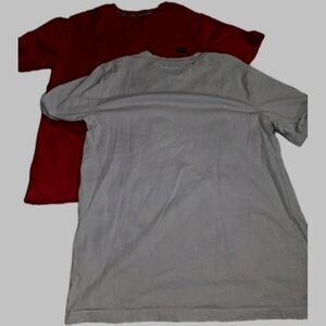 2 Wrangler Workwear Mens M T-shirt 90s Style Tee Boxy Fit Chest Pocket Red Gray
